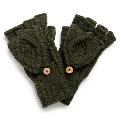 Allevol X Inverallan Knitwear<22S Diamond Fingerless Gloves w/Cover Mohair Tweed Oak