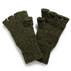 Allevol X Inverallan Knitwear<22S Diamond Fingerless Gloves w/Cover Mohair Tweed Oak