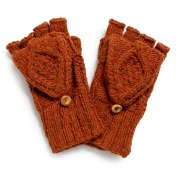 Allevol X Inverallan Knitwear<22S Diamond Fingerless Gloves w/Cover Mohair Tweed Blaze