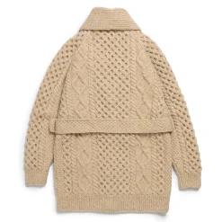 Allevol Knitwear<x Inverallan Shawl Collar Cardigan 6A Long Oatmeal