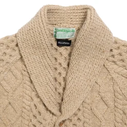 Allevol Knitwear<x Inverallan Shawl Collar Cardigan 6A Long Oatmeal