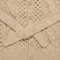 Allevol Knitwear<x Inverallan Shawl Collar Cardigan 6A Long Oatmeal