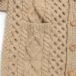 Allevol Knitwear<x Inverallan Shawl Collar Cardigan 6A Long Oatmeal