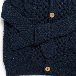 Allevol Knitwear<x Inverallan Shawl Collar Cardigan 6A Long Blueberry