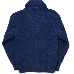 Allevol Knitwear<x Inverallan Shawl Collar Cardigan 6A Indigo Cotton