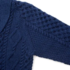 Allevol Knitwear<x Inverallan Shawl Collar Cardigan 6A Indigo Cotton