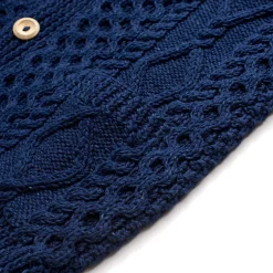 Allevol Knitwear<x Inverallan Shawl Collar Cardigan 6A Indigo Cotton