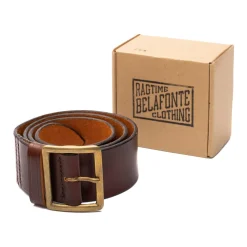 Belafonte Ragtime Clothing Belafonte<Belafonte Ragtime Leather Garrison Belt 45mm Brown x Brass