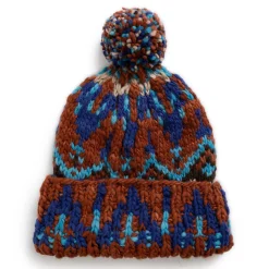 Chamula Knitwear<Double Cuff Cap Fair Isle #7 Intense Royal