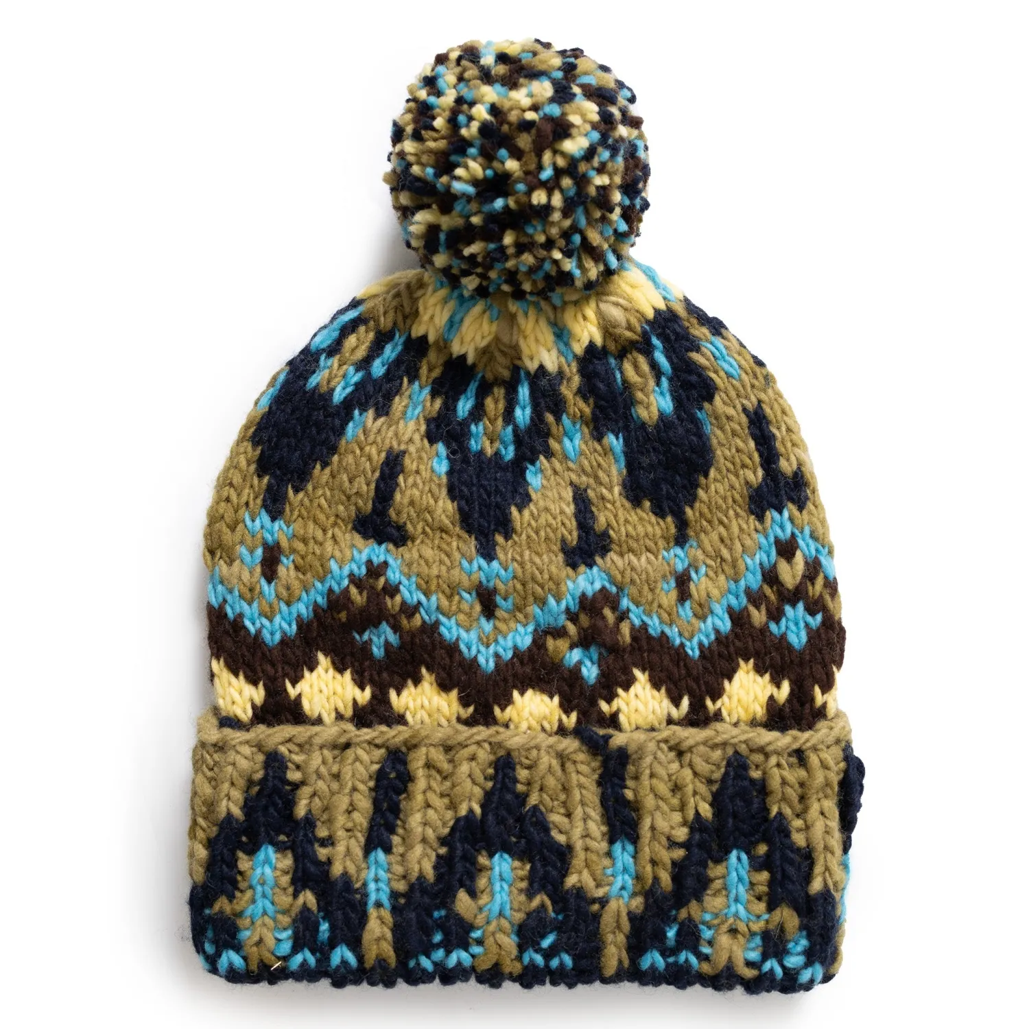 Chamula Knitwear<Double Cuff Cap Fair Isle #7 Navy
