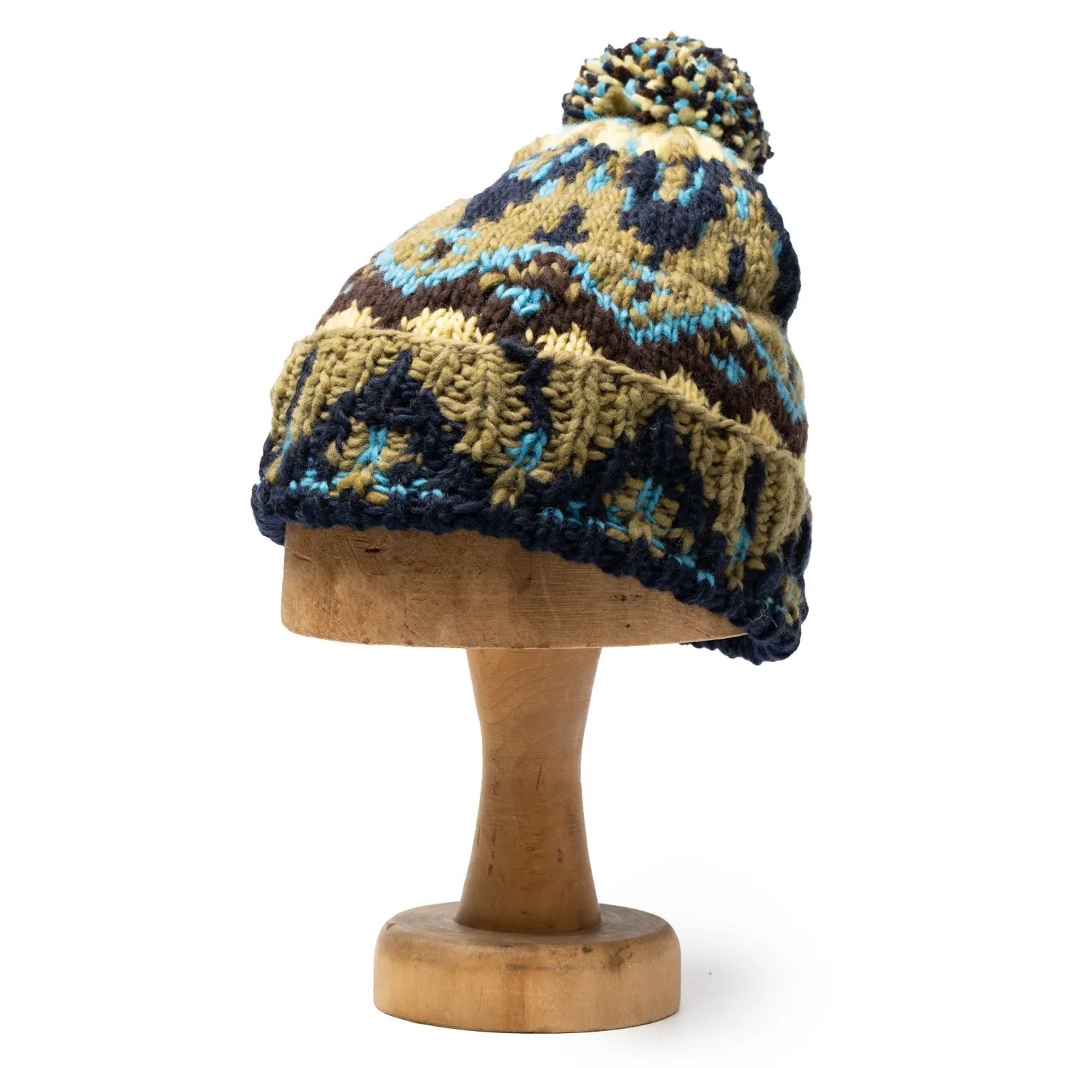 Chamula Knitwear<Double Cuff Cap Fair Isle #7 Navy