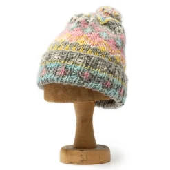 Chamula Knitwear<Double Cuff Cap Fair Isle #3 Pearl Grey #4