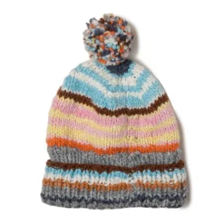 Chamula Knitwear<Double Cuff Cap Multi Stripe Pearl Grey