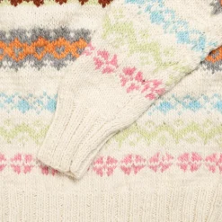 Chamula Knitwear<Fair Isle #8 Pullover Sweater Ivory