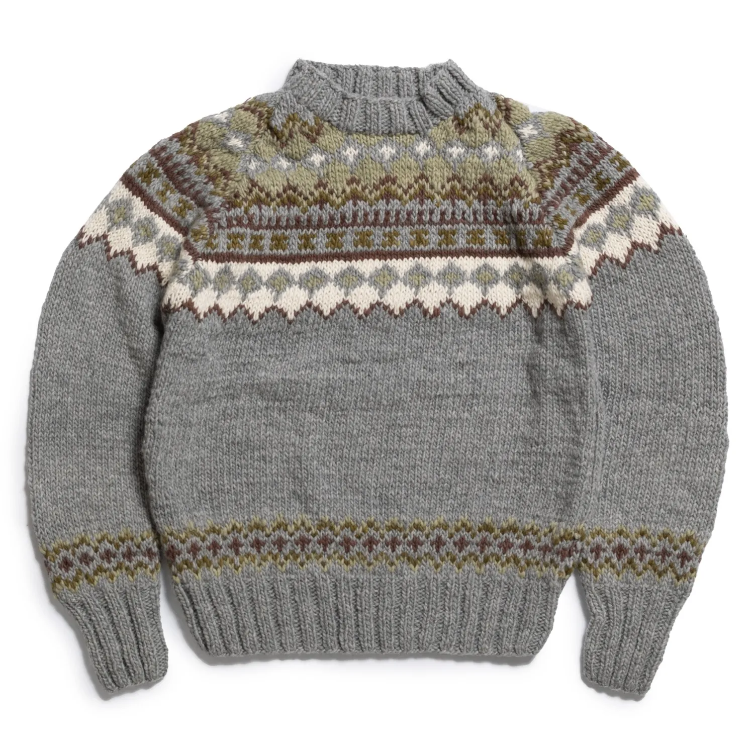 Chamula Knitwear<Fair Isle #3 Pullover Knit Pearl Grey