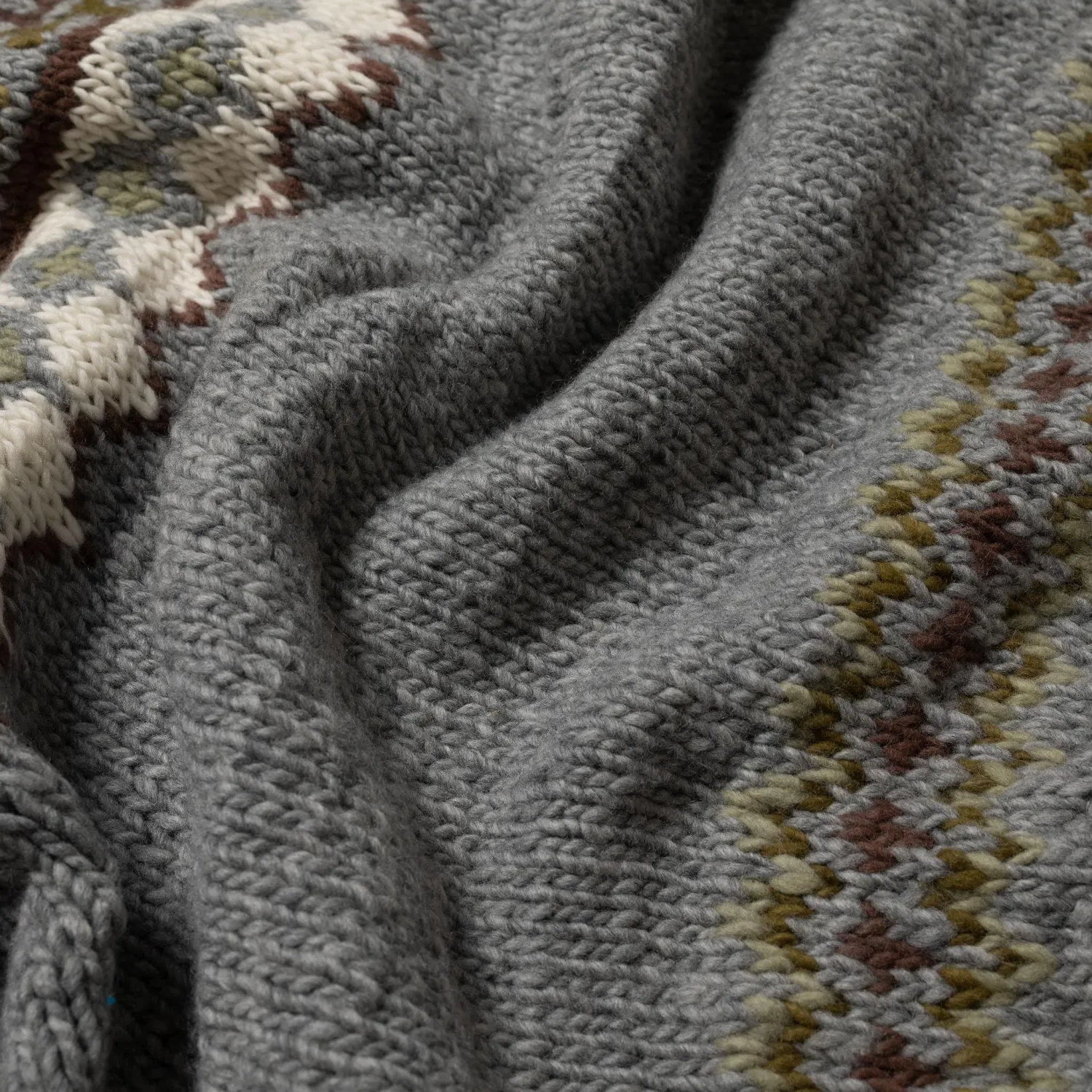 Chamula Knitwear<Fair Isle #3 Pullover Knit Pearl Grey