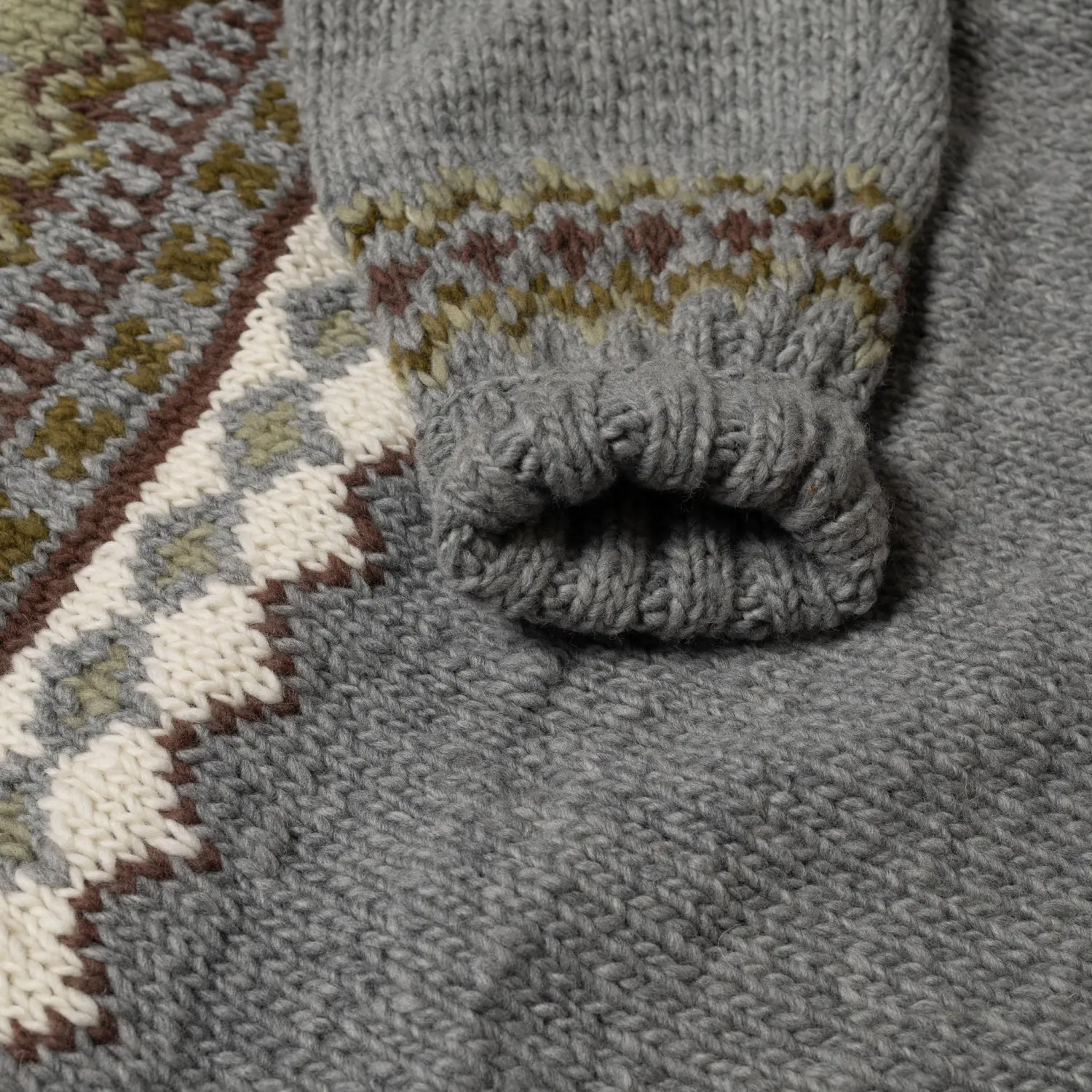 Chamula Knitwear<Fair Isle #3 Pullover Knit Pearl Grey