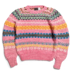Chamula Knitwear<Fair Isle #8 Pullover Sweater Lt. Pink