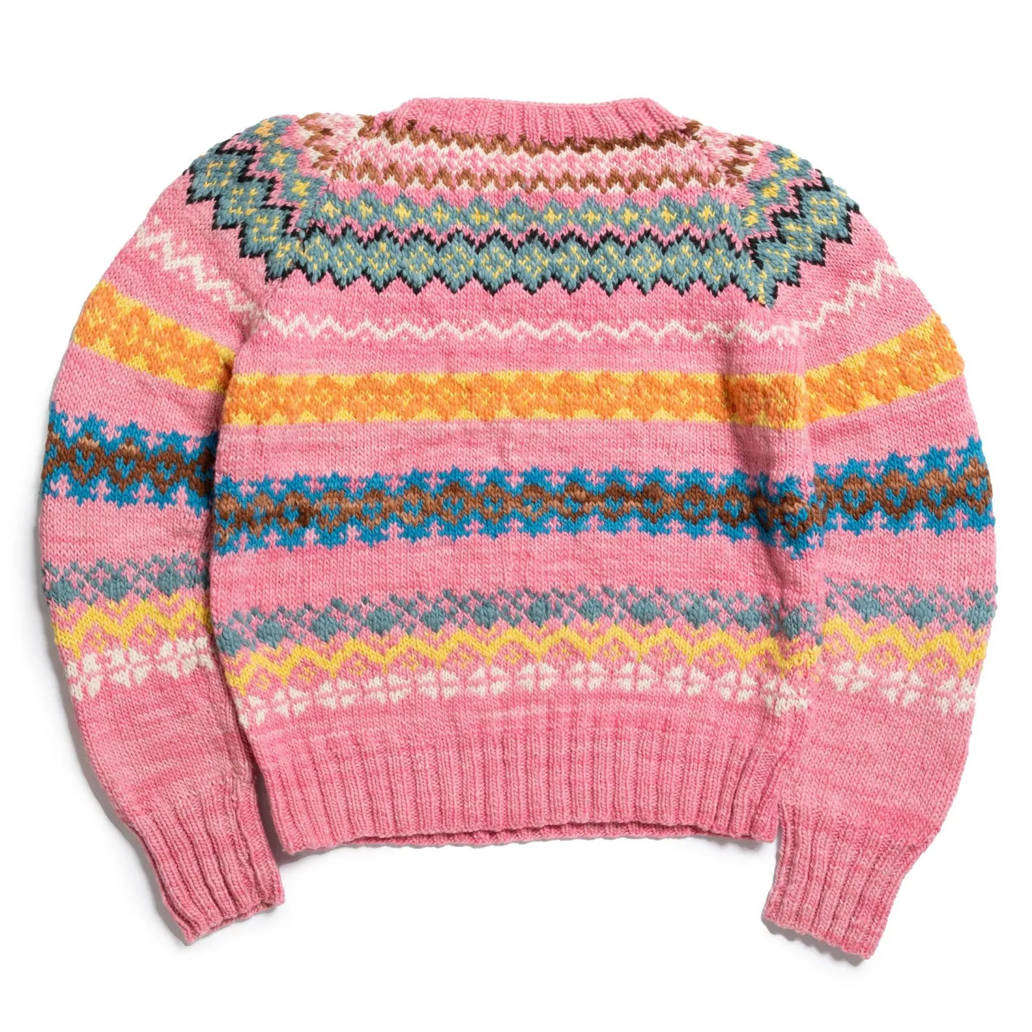Chamula Knitwear<Fair Isle #8 Pullover Sweater Lt. Pink