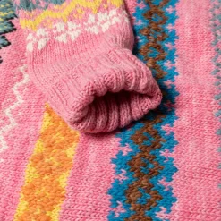 Chamula Knitwear<Fair Isle #8 Pullover Sweater Lt. Pink
