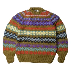 Chamula Knitwear<Fair Isle #8 Pullover Dark Alfalfa