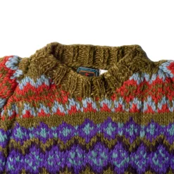 Chamula Knitwear<Fair Isle #8 Pullover Dark Alfalfa