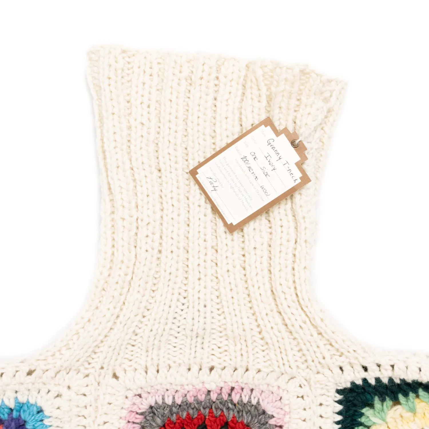 Chamula Knitwear<Granny Square Turtleneck Pullover Ivory