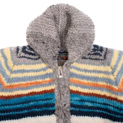 Chamula Knitwear<Multi Stripe Zipper Cardigan Pearl Grey