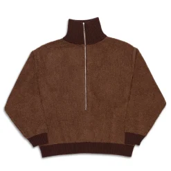 Haversack Knitwear<5G Pile Zip Sweater Brown