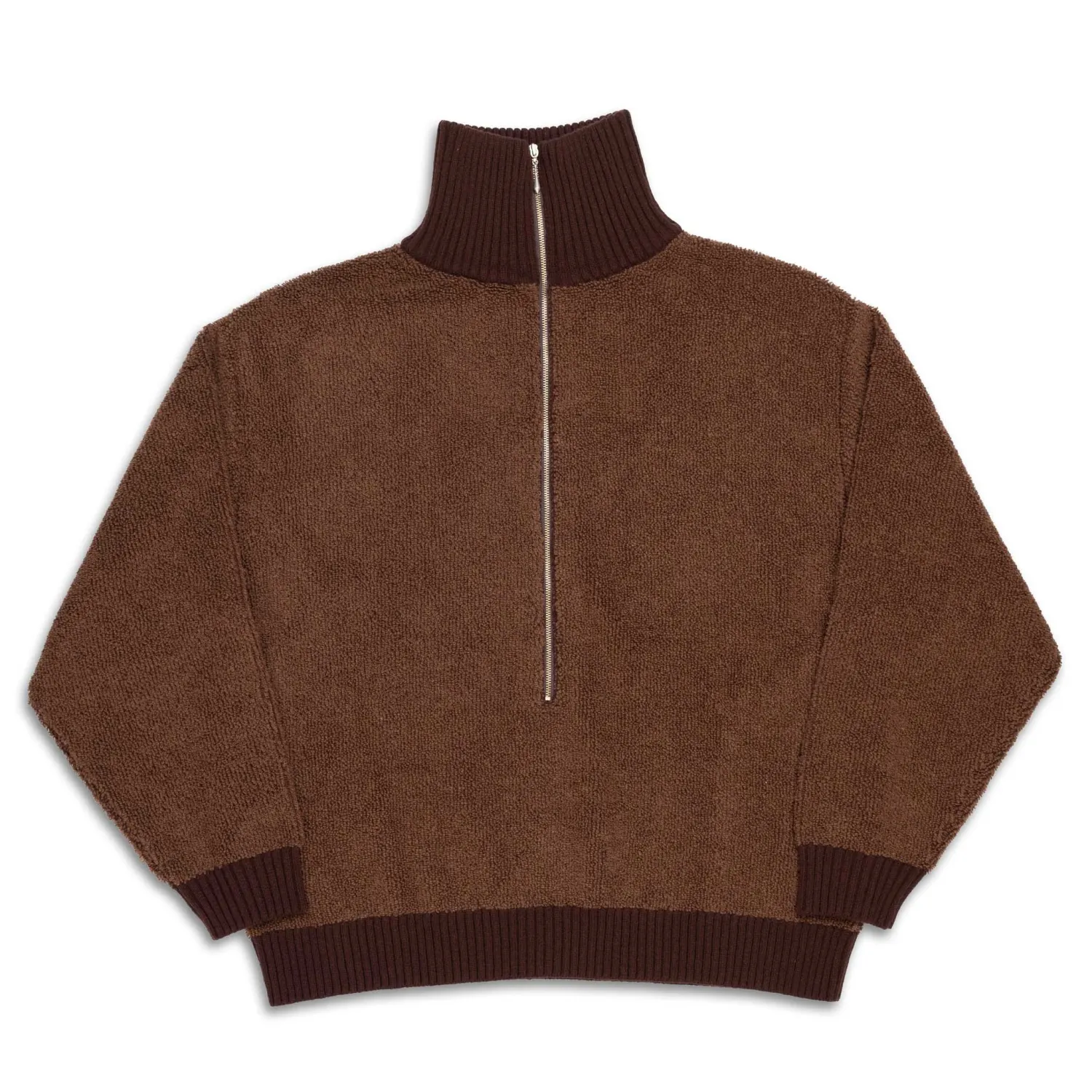 Haversack Knitwear<5G Pile Zip Sweater Brown