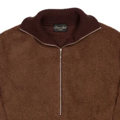 Haversack Knitwear<5G Pile Zip Sweater Brown