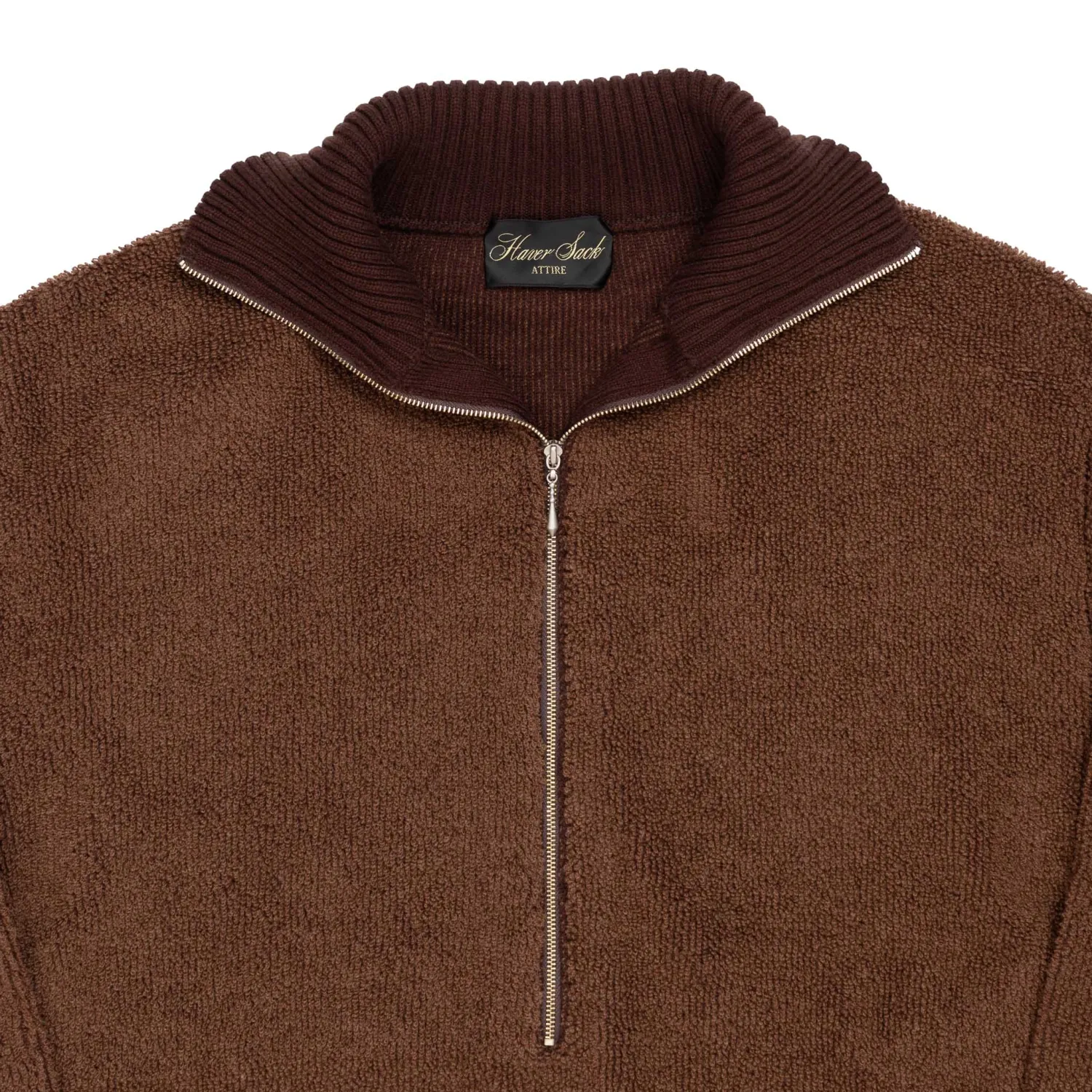 Haversack Knitwear<5G Pile Zip Sweater Brown
