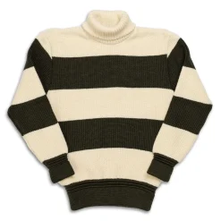 Heimat Knitwear<Signal Stripes Rugby Seashell/Military Green