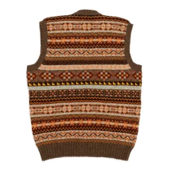 Jamieson's Of Shetland Knitwear|Vests<Jamieson's for Clutch Cafe Fair-Isle V-Neck Slip Over Orange x Brown