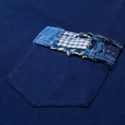 Kuon T-shirts & Undershirts<Boro Striped Pocket T-Shirt Navy