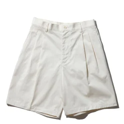 Kuon Shorts<Cotton Twill Pleated Shorts Ivory