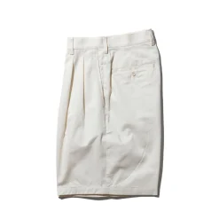 Kuon Shorts<Cotton Twill Pleated Shorts Ivory