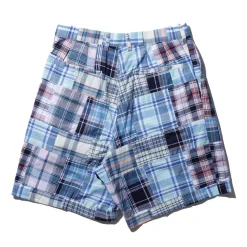 Kuon Shorts<Madras Patchwork Shorts Light Blue Multi