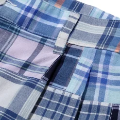 Kuon Shorts<Madras Patchwork Shorts Light Blue Multi