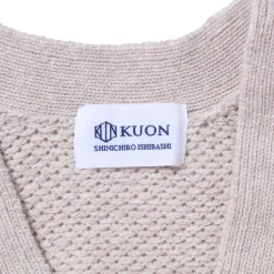 Kuon Knitwear<Multi-Patterned Cardigan w/Hand Stitch Ecru