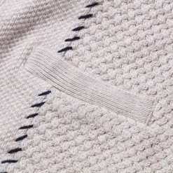 Kuon Knitwear<Multi-Patterned Cardigan w/Hand Stitch Ecru