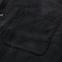 Kuon Shirts<S/S Open Collar Shirt Sumizome