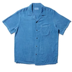 Kuon Shirts<S/S Open Collar Shirt Aizome