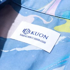 Kuon Shirts<S/S Suminagashi Camp Collar Shirt