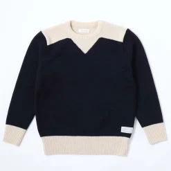 Orgueil Knitwear<Knitted Trainer Sweatshirt Navy x White