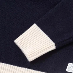 Orgueil Knitwear<Knitted Trainer Sweatshirt Navy x White