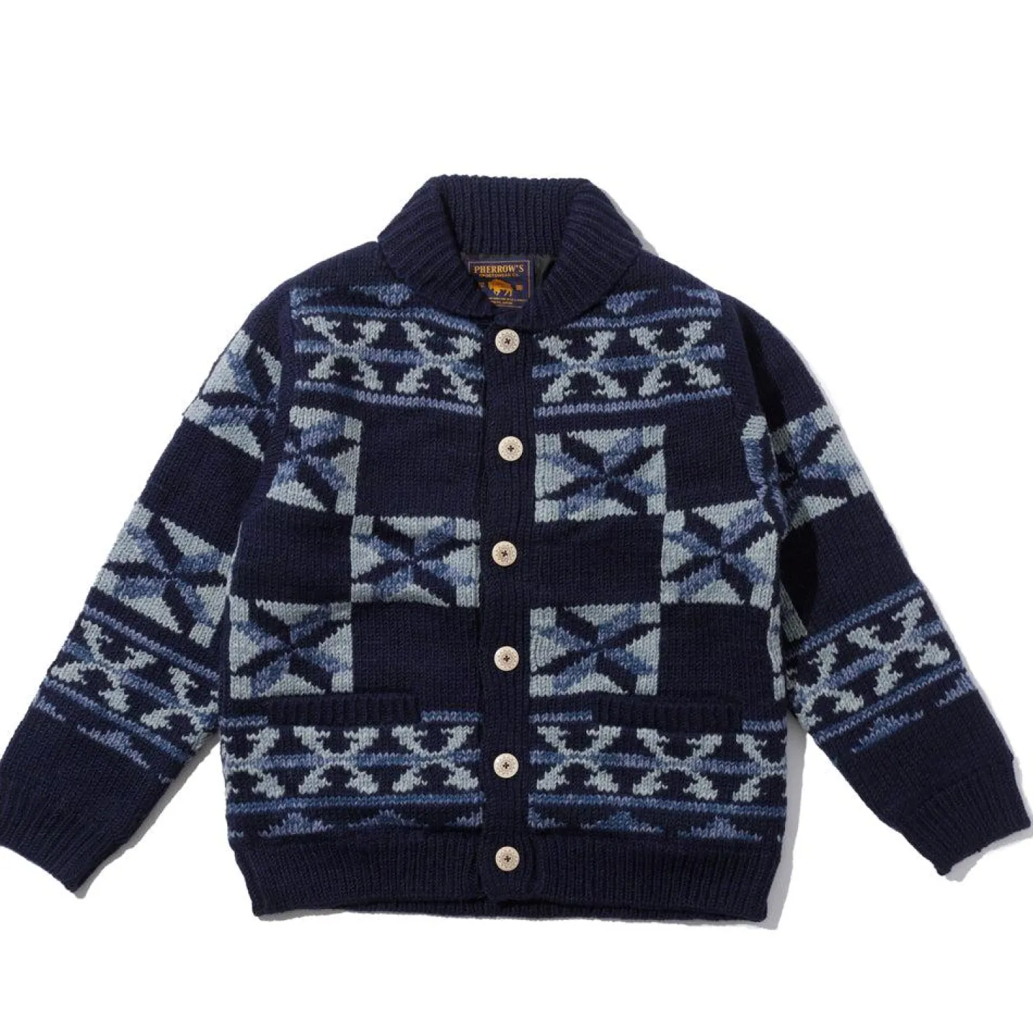 Pherrow's Knitwear<Hand Knitted Cardigan Indigo