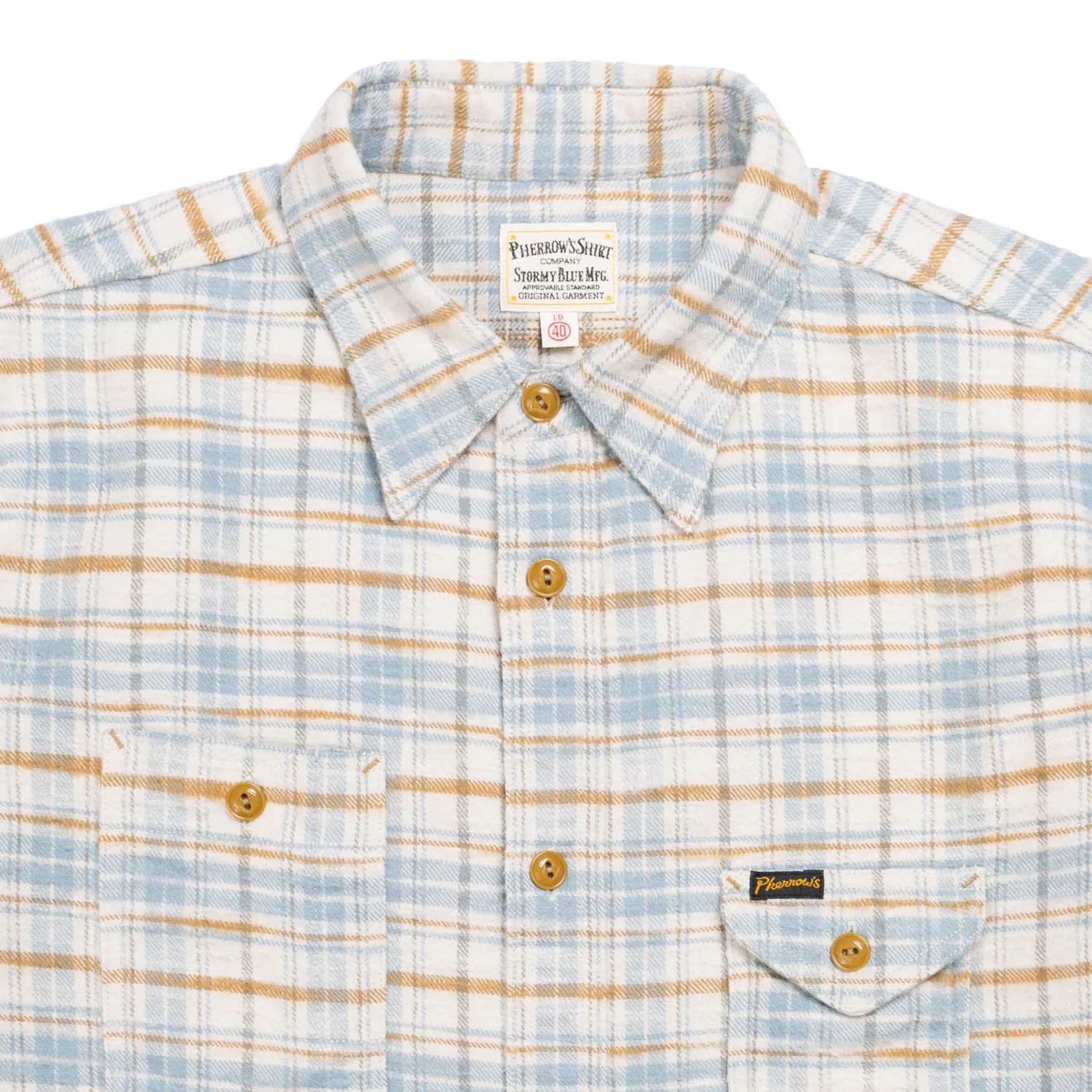 Pherrow's Shirts<24W-750 Check Work Shirt Beige