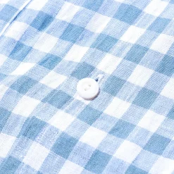 Post Overalls Shirts<Neutra 4 Linen Block Check S/S Shirt Slate Blue