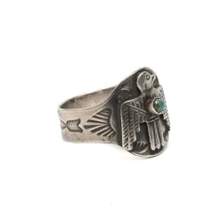 Red Rabbit Red Rabbit<Trading Co Fred Harvey Style Cigar Band Thunderbird Ring w/ Turquoise